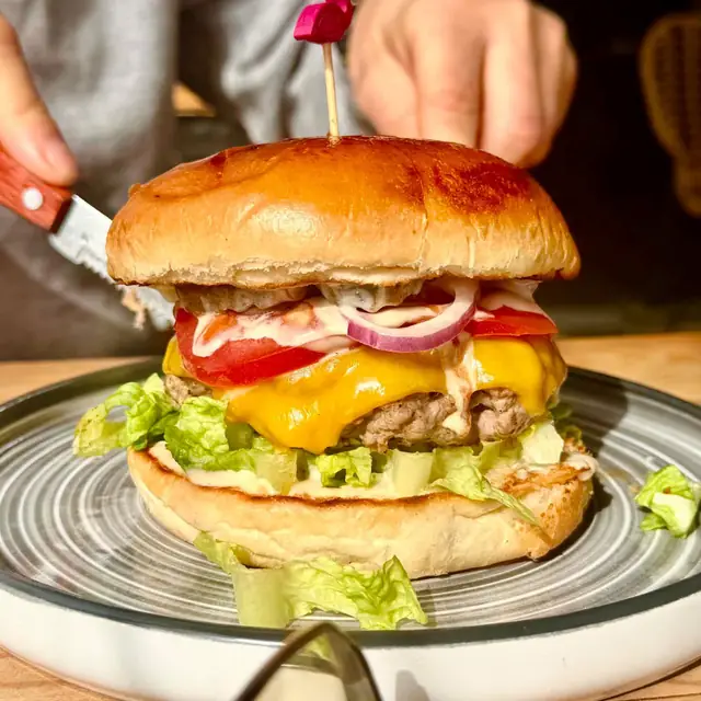 Fresh beef hamburger with cheddar