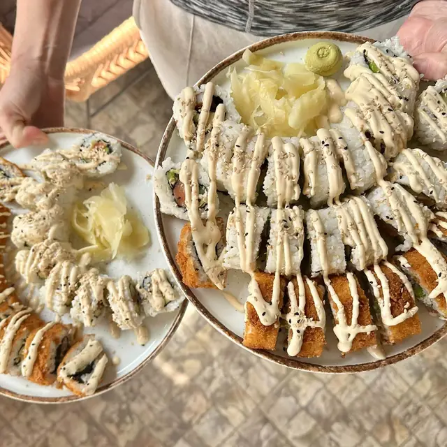 Two large sushi platters
