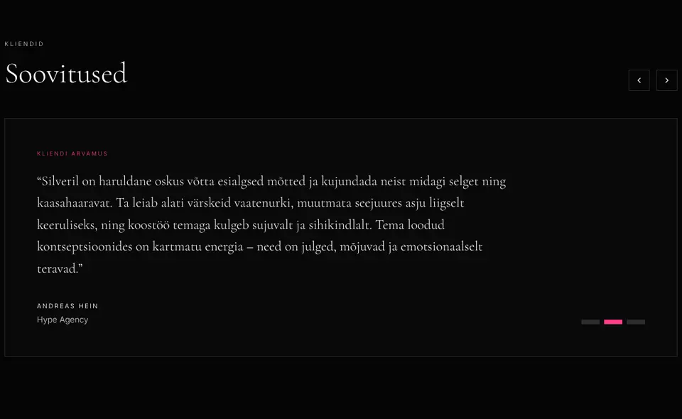 Soovituste karussell silverulvik.com lehel